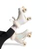 JajaHoho Retro Quad Roller Skates Faux Leather White Swan-2