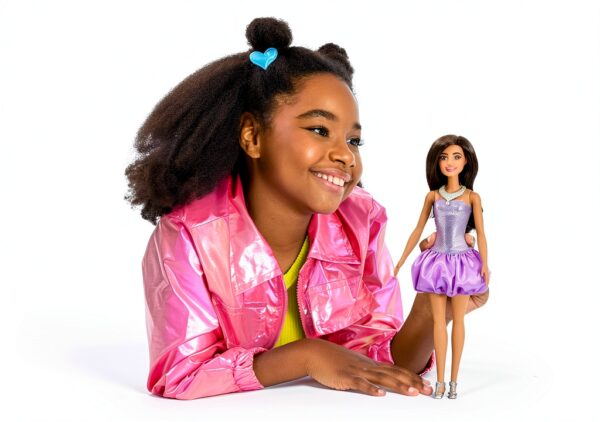 Barbie Fashionistas Doll Purple Dress Playtime Kids 3 Years-1