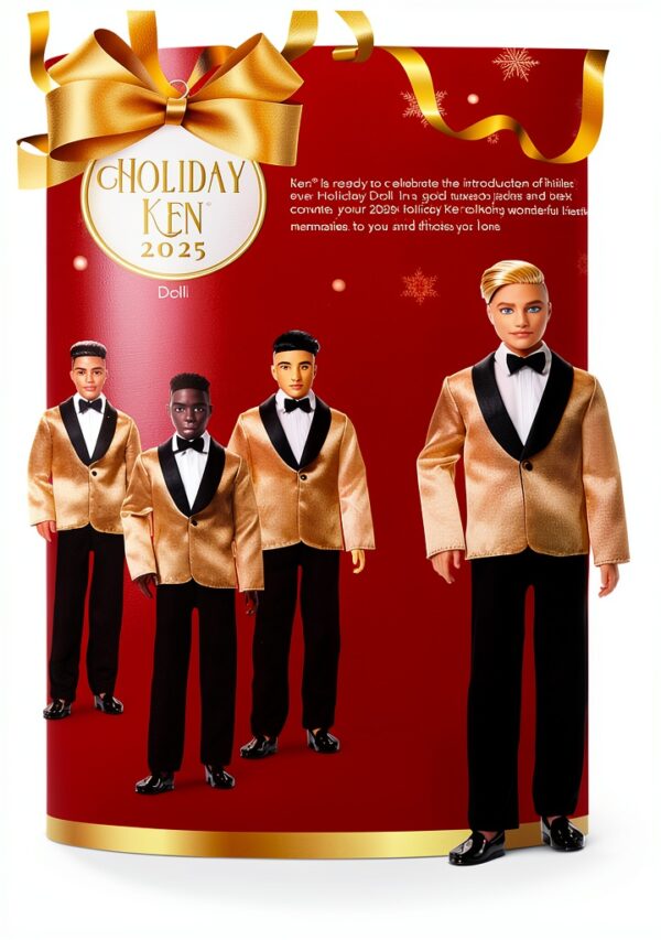 2025 Holiday Ken Doll Mattel Platinum Blonde Suit Toy-5