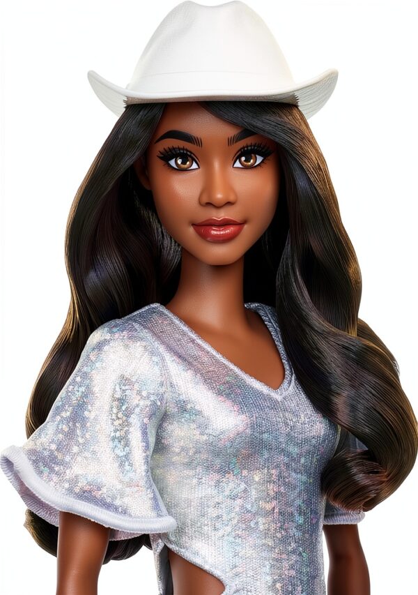 Barbie Fashionistas Doll Western Style Silver Dress Kids Toy-2